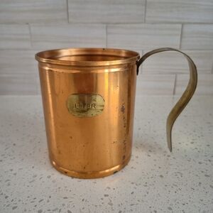 Antique copper measuring cup with a brass handle ,Liter Measuring Cup